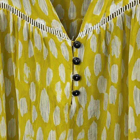 Anthropologie Dolan Yellow Semi Sheer Silk Blouse Size XS Pop Over - Picture 5 of 12